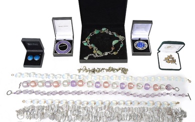 A collection of silver and costume jewellery