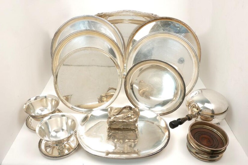 A collection of silver plated items, predominantly...