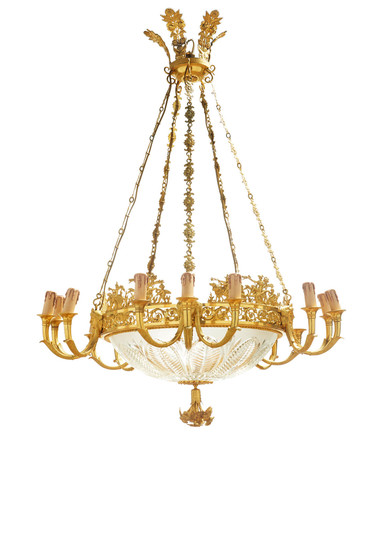 A fine ormolu and cut-glass twenty-light chandelier