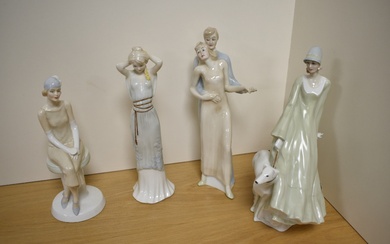 A group of four Royal Doulton 'Reflections' figurines, comprising Sweet Perfume HN3094, Cocktails