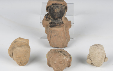 A group of four pre-Columbian pottery mask fragments, length of longest 10.5cm.