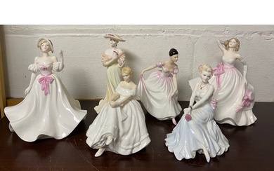 A group of six Coalport and Royal Doulton figurines