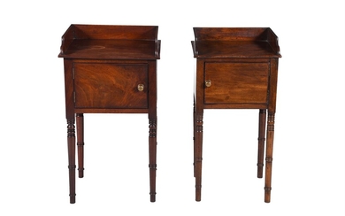A matched pair of mahogany bedside cupboards