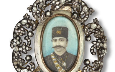 A miniature portrait of Nasr al-Din Shah Qajar (reg. 1848-96)...