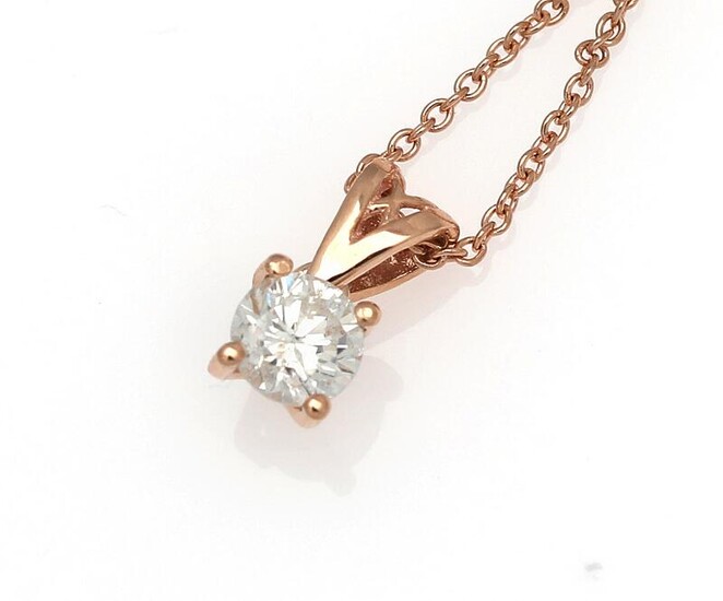NOT SOLD. A necklace with a diamond pendant set with a brilliant-cut diamond weighing app. 0.30 ct., mounted in 14k rose gold. L. app. 42 cm. (2) – Bruun Rasmussen Auctioneers of Fine Art