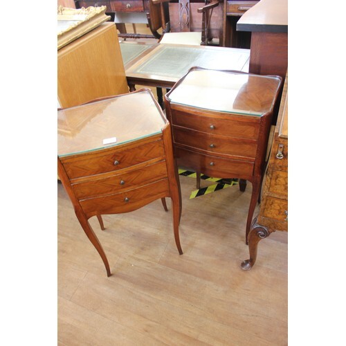 A pair of French style beech and simulated Kingswood veneere...