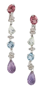 A pair of diamond and gem articulated...