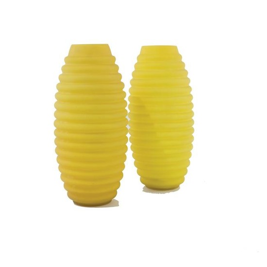 A pair of yellow glass vases, Vetrarti, '70s