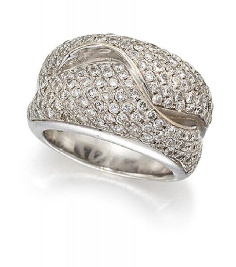 A pave diamond wave design ring, the...