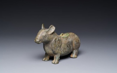 A rare Chinese bronze ritual vessel in the form of a tapir in Eastern Zhou-style, Warring States