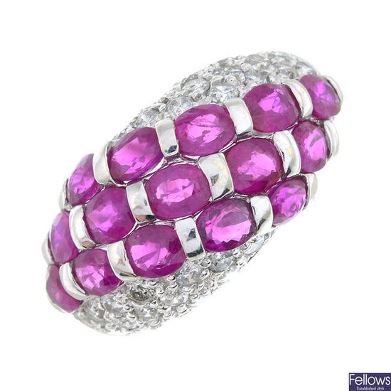 A ruby and brilliant-cut diamond dress ring.