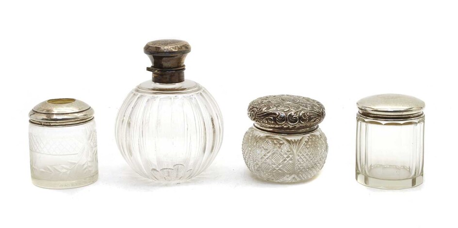 A silver mounted glass scent bottle