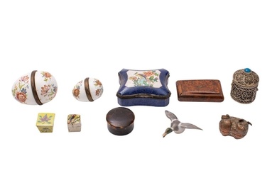 A small collection of assorted boxes, including a George III...