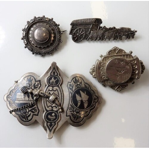 A small selection of mostly 19th century silver brooches and...