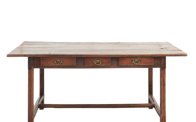 AN ANTIQUE FRENCH CHERRY WOOD AND OAK FARMHOUSE TABLE Second half 18th century