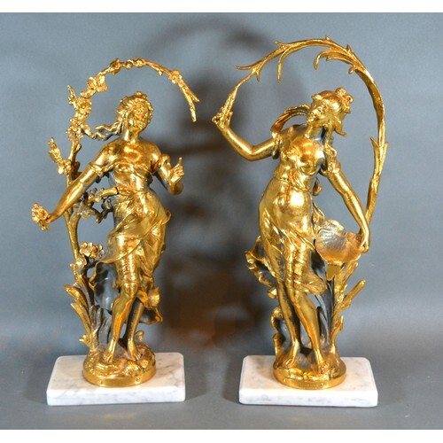 After Augustus Moreau, a pair of patinated figures Le Printe...