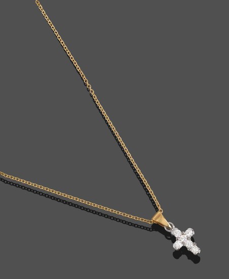 An 18 Carat Gold Diamond Cross Pendant on Chain, the...
