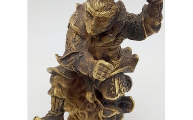 An Antique (Mid 19th Century) Chinese Monkey God Bronze Figu...