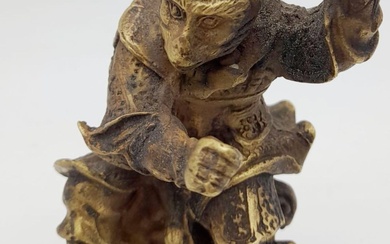 An Antique (Mid 19th Century) Chinese Monkey God Bronze...