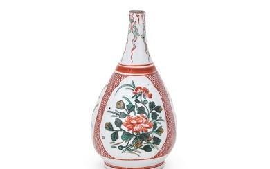 An Arita Ko-Kutani bottle vase