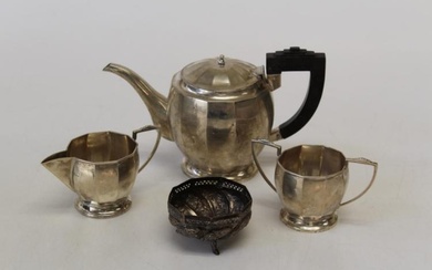 An Art Deco tea set, marked '' Sterling J N...