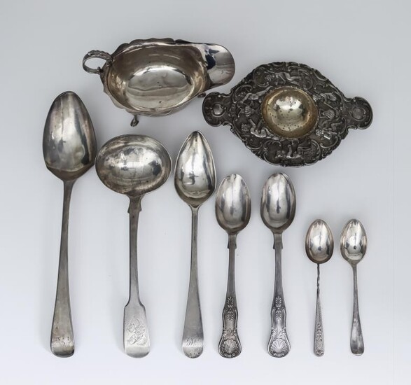 An Early 20th Century Continental Silver Two-Handled Tea Strainer,...