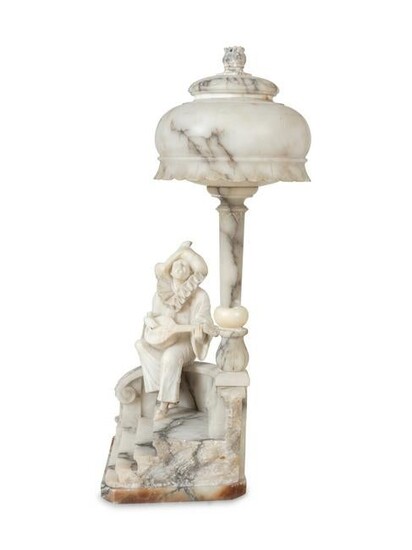 An Italian Alabaster and Marble Figural Lamp