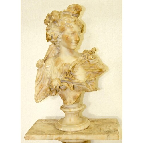 An Italian alabaster bust of a young woman emblematic of Flo...