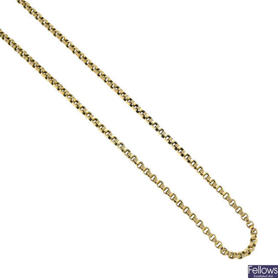 An early 20th century 9ct gold chain necklace.