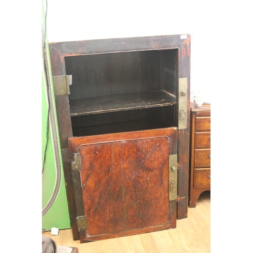 An early 20th century Chinese hardwood and burr veneered cab...