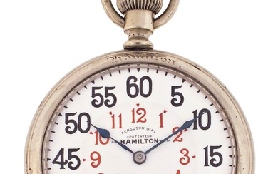 An early 20th century Hamilton 992 Special pocket watch with two tone movement and Ferguson dial