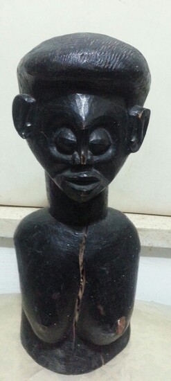 An extremely rare Fang black female figure with palm...