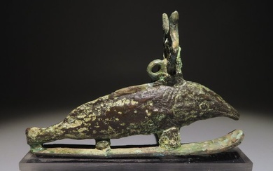 Ancient Egyptian Bronze Figure of God Oxyrhynchos Fish. 11 cm L. Late Period 664 - 332 BC