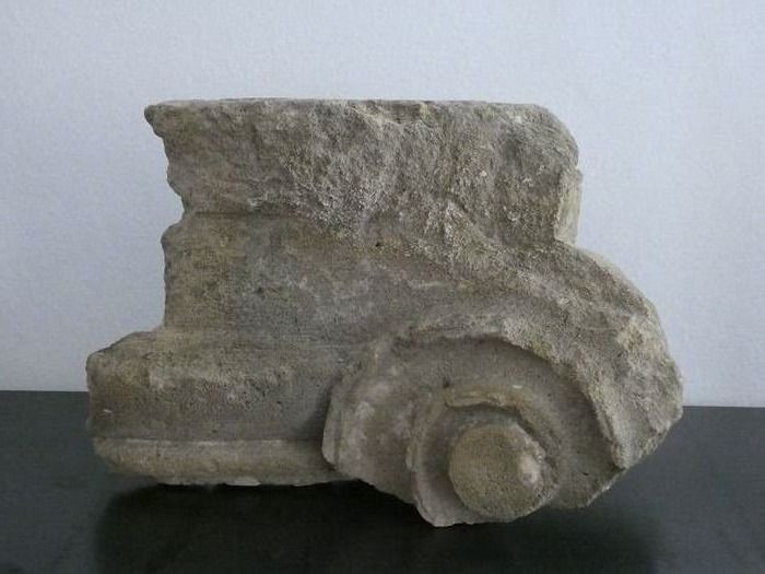 Ancient Greek Sandstone Fragment of an Ionic Capital - 34×22×18 cm