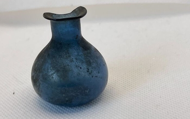 Ancient Roman Glass Unguentarium in Blue color - 4×3.8×4 cm