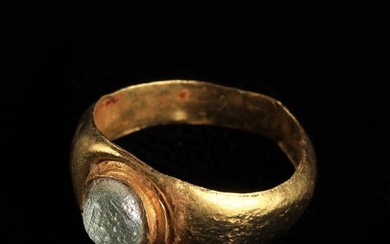 Ancient Roman Gold Ring with Glass Cabochon