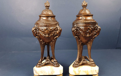 Ancient pair of chimney pots (2) - Napoleon III - Antimony - period 1900 approx