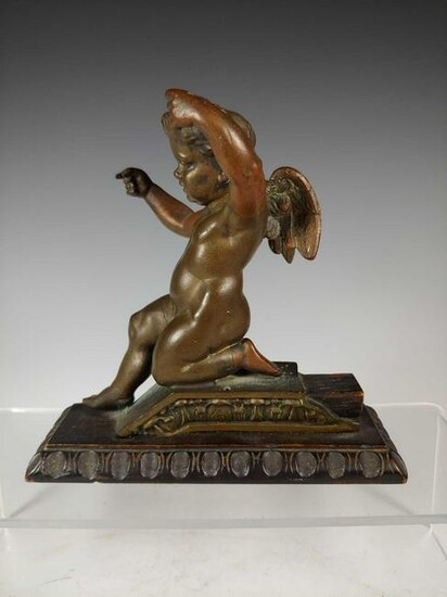 Antique 19th Century or Earlier Bronze Kneeling Cherub