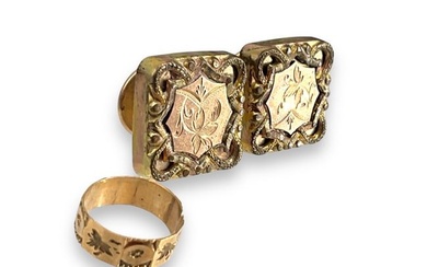 Antique 9k Baby Ring and Vintage Gold-Filled Cufflinks