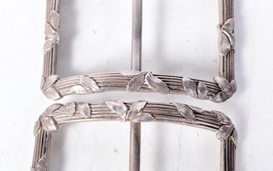 Antique Art Nouveau 1920s pair silver tone steel metal Belt Buckles shoe clips shoe buckles.? 6.1cm