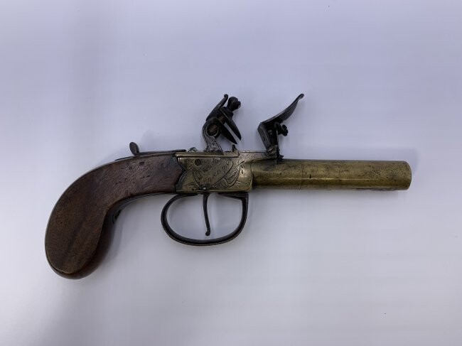 British Brass Flintlock Pocket Pistol by Sutherland