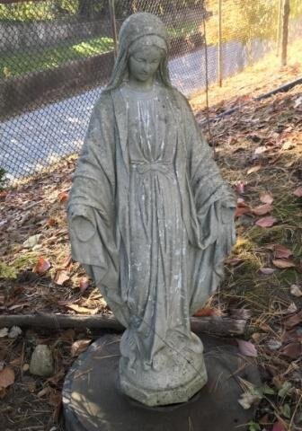 Antique Cast Stone Virgin Mary Garden Statue