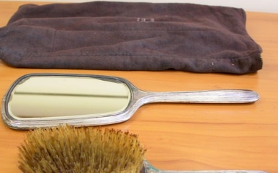 Antique Edwardian R. Blackington Sterling Silver Hairbrush Hand Mirror Vanity Set