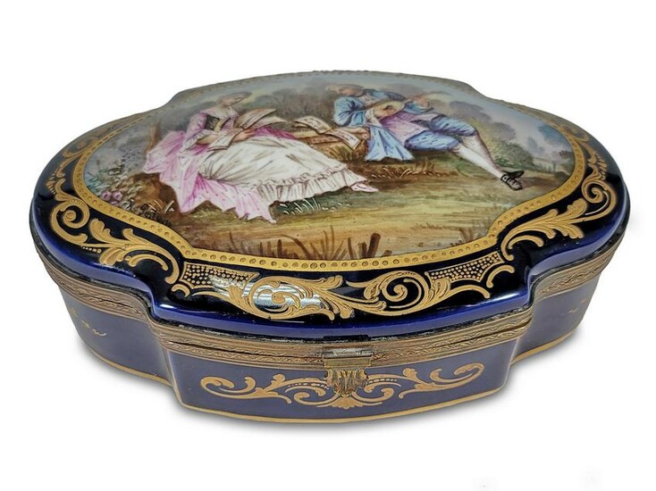 Antique French signed porcelain box
