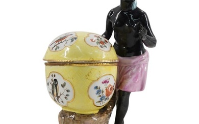 Antique KPM Blackamoor Figure With A Large Bowl With Cover