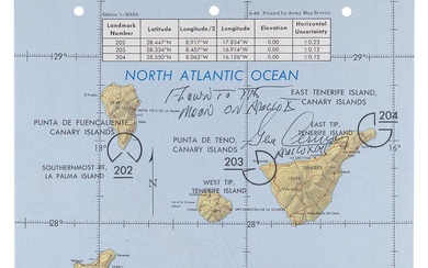 Apollo 10 Flown Map Signed by Gene Cernan