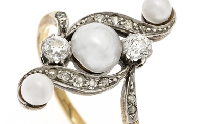 Art-Deco-Perlen-Diamant-Ring GG