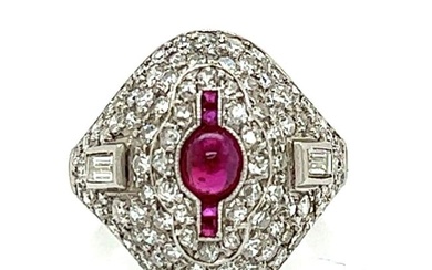 Art Deco Platinum Ruby & Diamond Ring