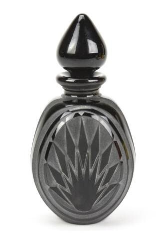 Art Deco Style Basalt Art Glass Perfume Bottle