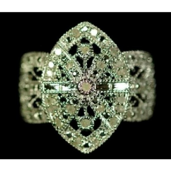 Art Deco Style Sterling & Diamond Ring